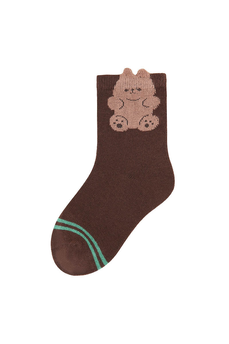 Polka Dot Bear Kids Crew Socks - Comfortable Cotton Blend Cute Animal Pattern Socks for Toddlers and Children