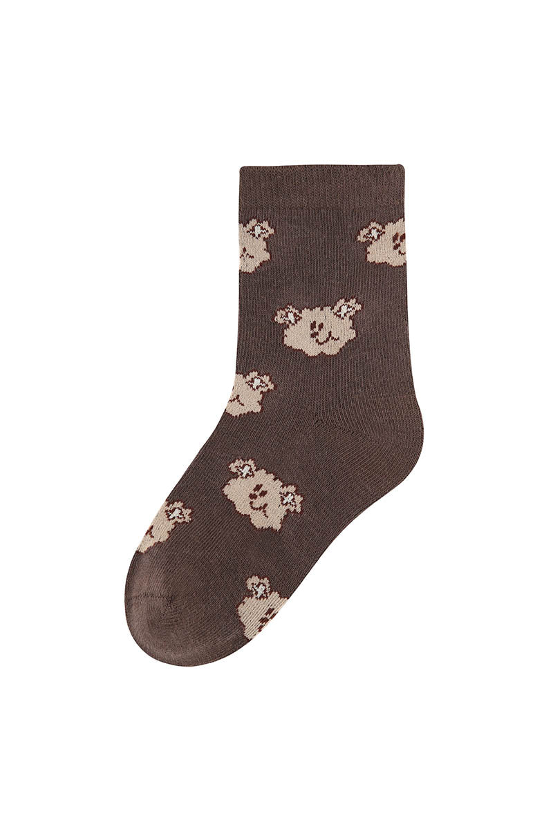 Coffee Bear Kids Crew Socks - Comfortable Cotton Blend Cute Animal Socks for Toddlers and Children
