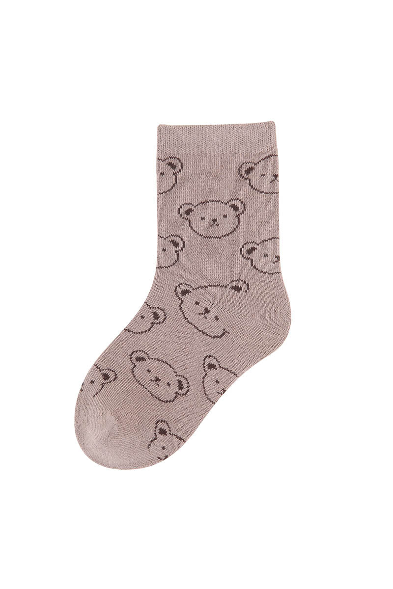 Polka Dot Bear Kids Crew Socks - Comfortable Cotton Blend Cute Animal Pattern Socks for Toddlers and Children