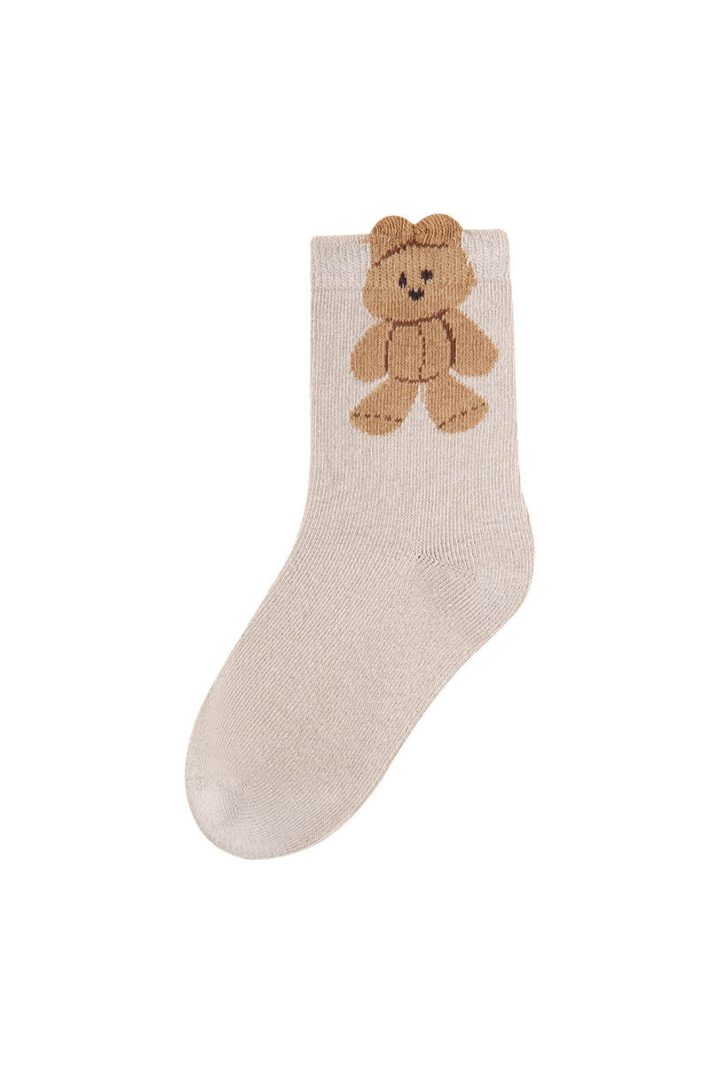 Coffee Bear Kids Crew Socks - Comfortable Cotton Blend Cute Animal Socks for Toddlers and Children