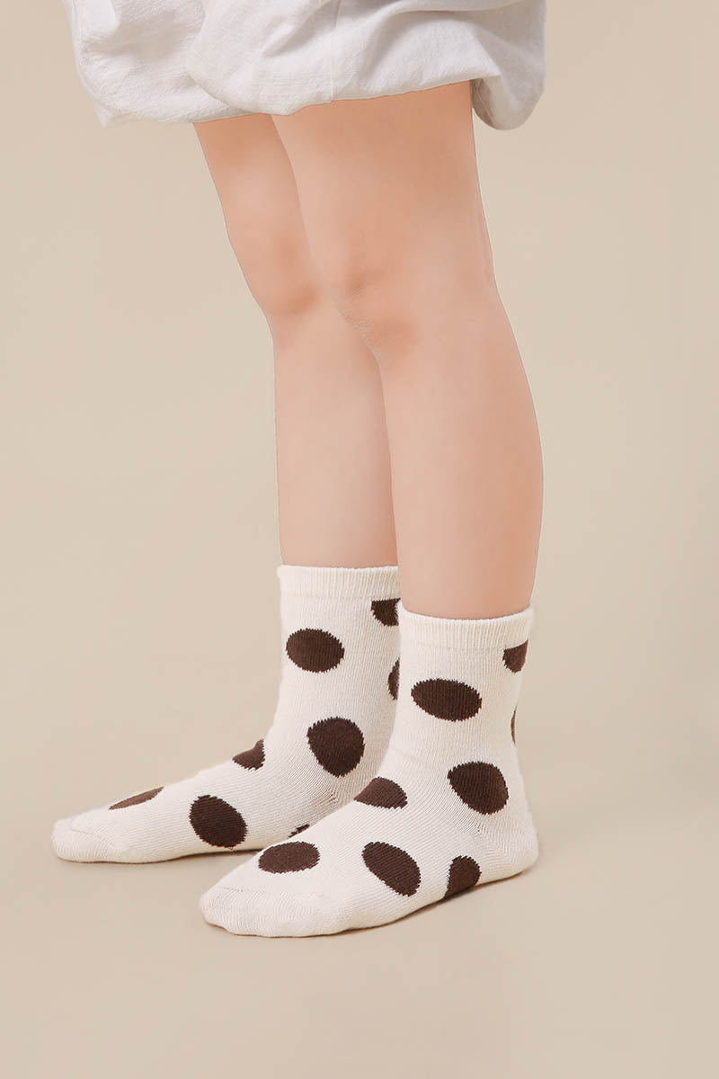 Polka Dot Bear Kids Crew Socks - Comfortable Cotton Blend Cute Animal Pattern Socks for Toddlers and Children