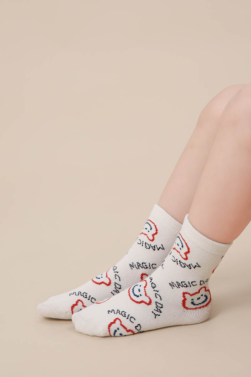 Colorful Bear Kids Crew Socks - Comfortable Cotton Blend Vibrant Animal Pattern Socks for Toddlers and Children